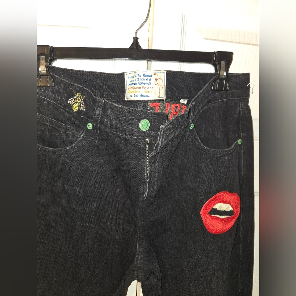 Free People X Sandrine Rose Black Trouble Maker Jeans - Picture 2 of 7